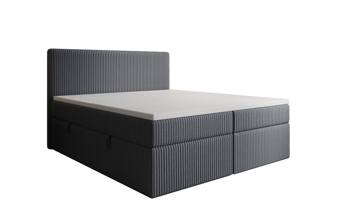 Lit boxspring Kubo en Côtelé avec espace de rangement