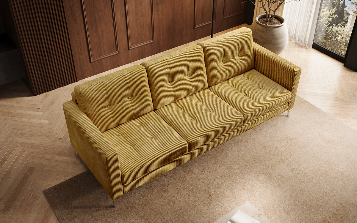 Designer 3 Sitzer Sofa Harvey mit Schlaf- und Klappfunktion in Cord