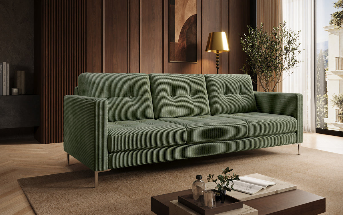 Designer 3 Sitzer Sofa Harvey mit Schlaf- und Klappfunktion in Cord