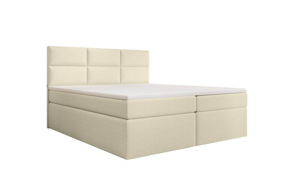 Lit boxspring Carito Bouclé avec USB et espace de rangement