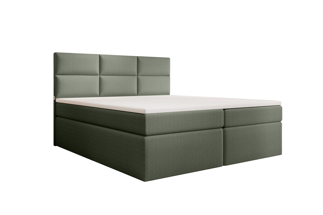 Lit boxspring Carito Bouclé avec USB et espace de rangement