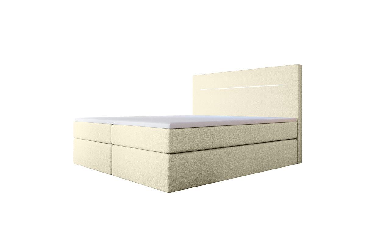 Lit boxspring Sejour Bouclé avec LED et espace de rangement