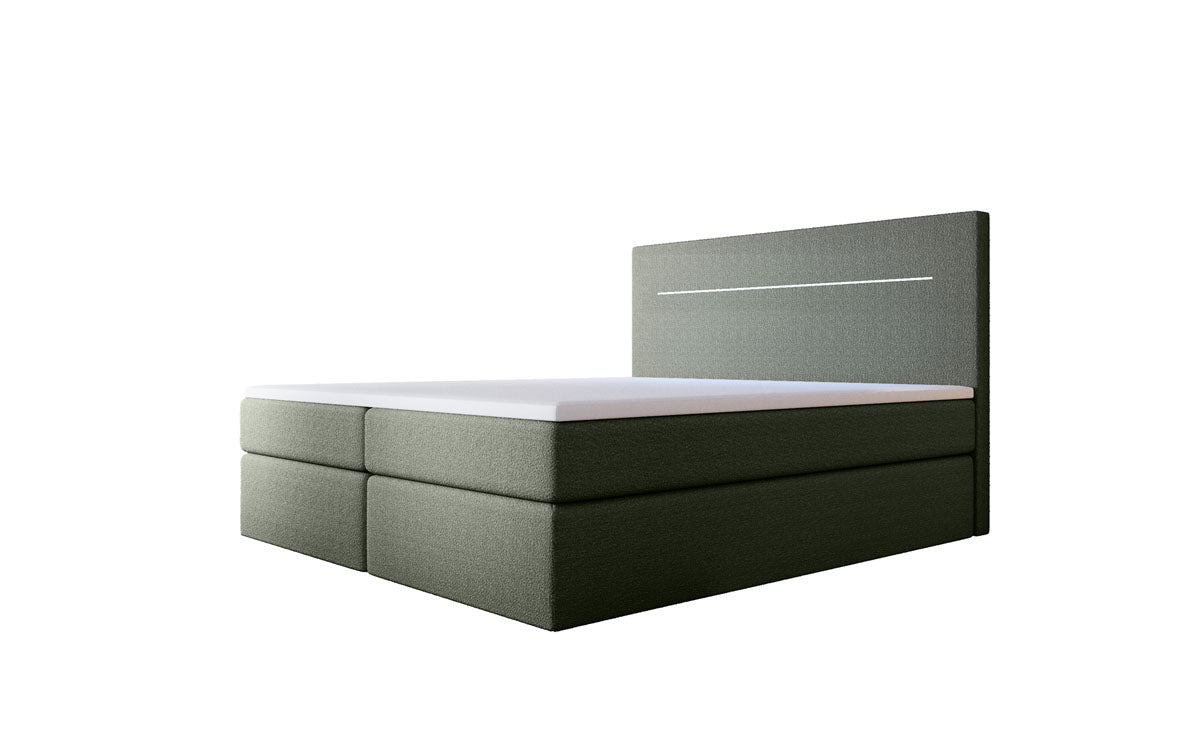 Lit boxspring Sejour Bouclé avec LED et espace de rangement