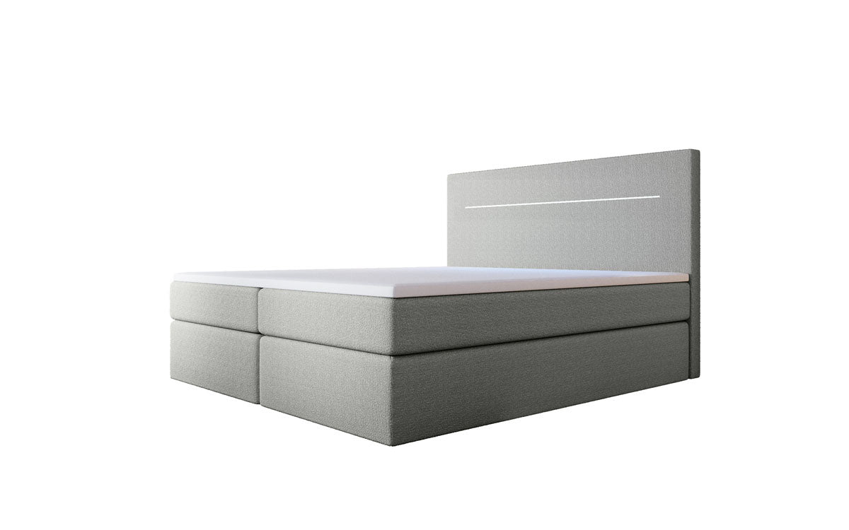 Lit boxspring Sejour Bouclé avec LED et espace de rangement