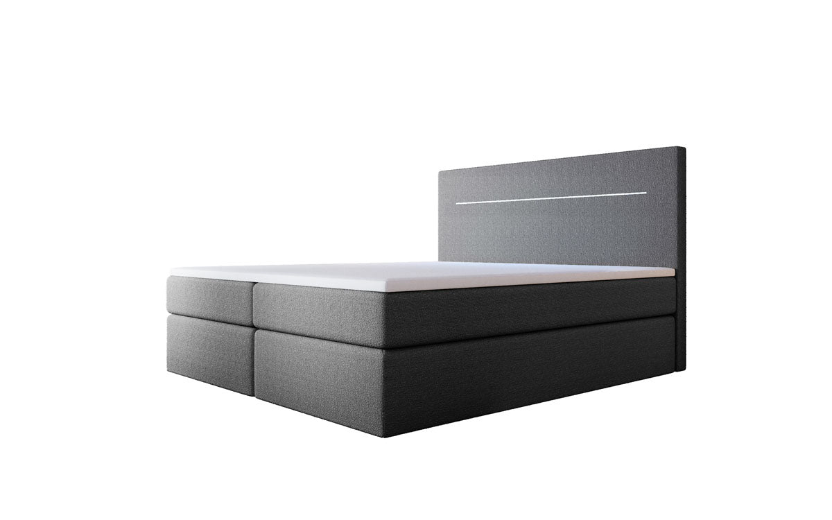Lit boxspring Sejour Bouclé avec LED et espace de rangement