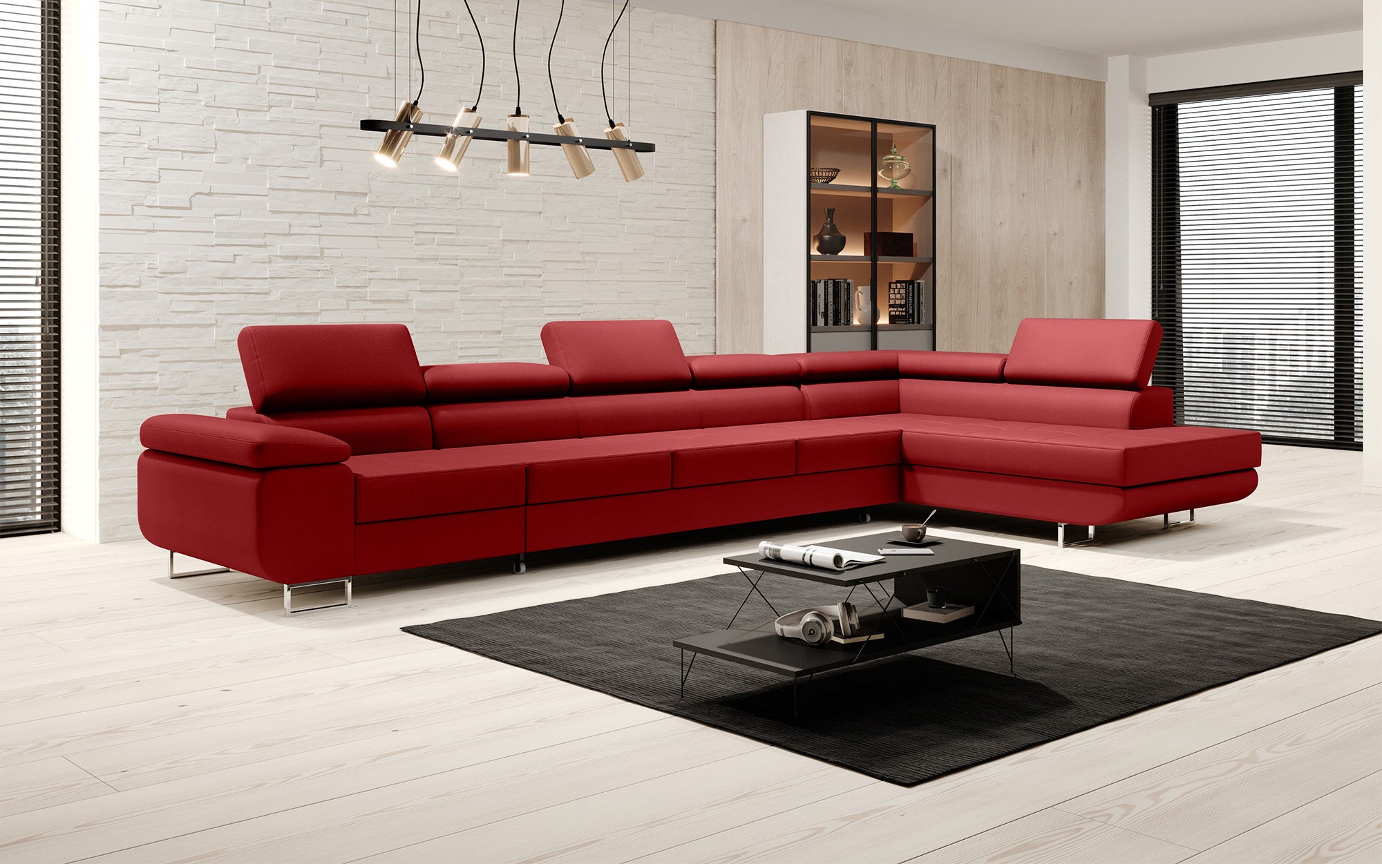 Canapé design Maxi avec fonction lit et rabattable en similicuir