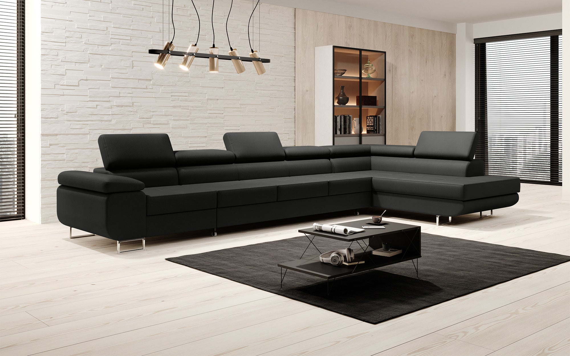 Canapé design Maxi avec fonction lit et rabattable en similicuir
