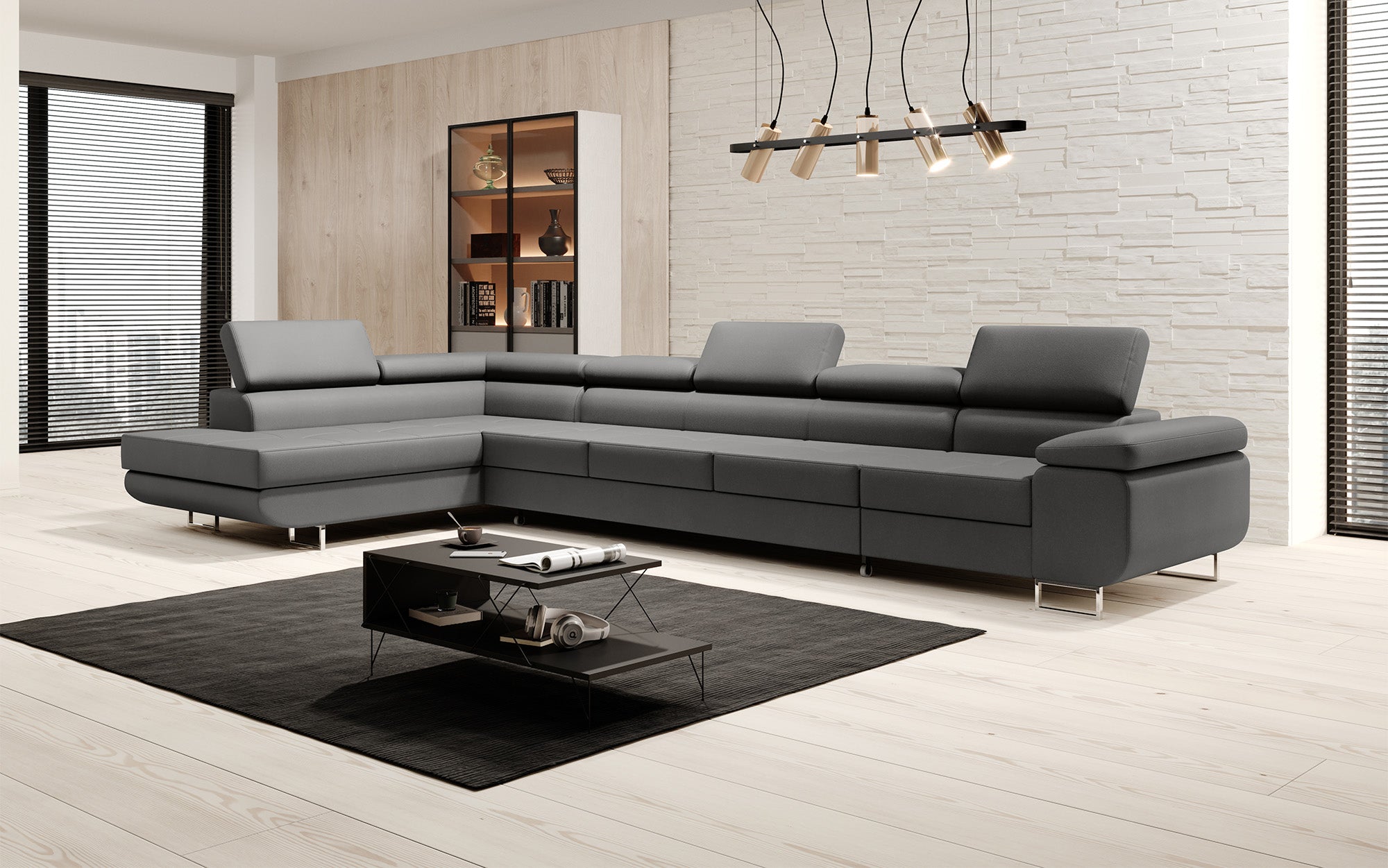 Canapé design Maxi avec fonction lit et rabattable en similicuir