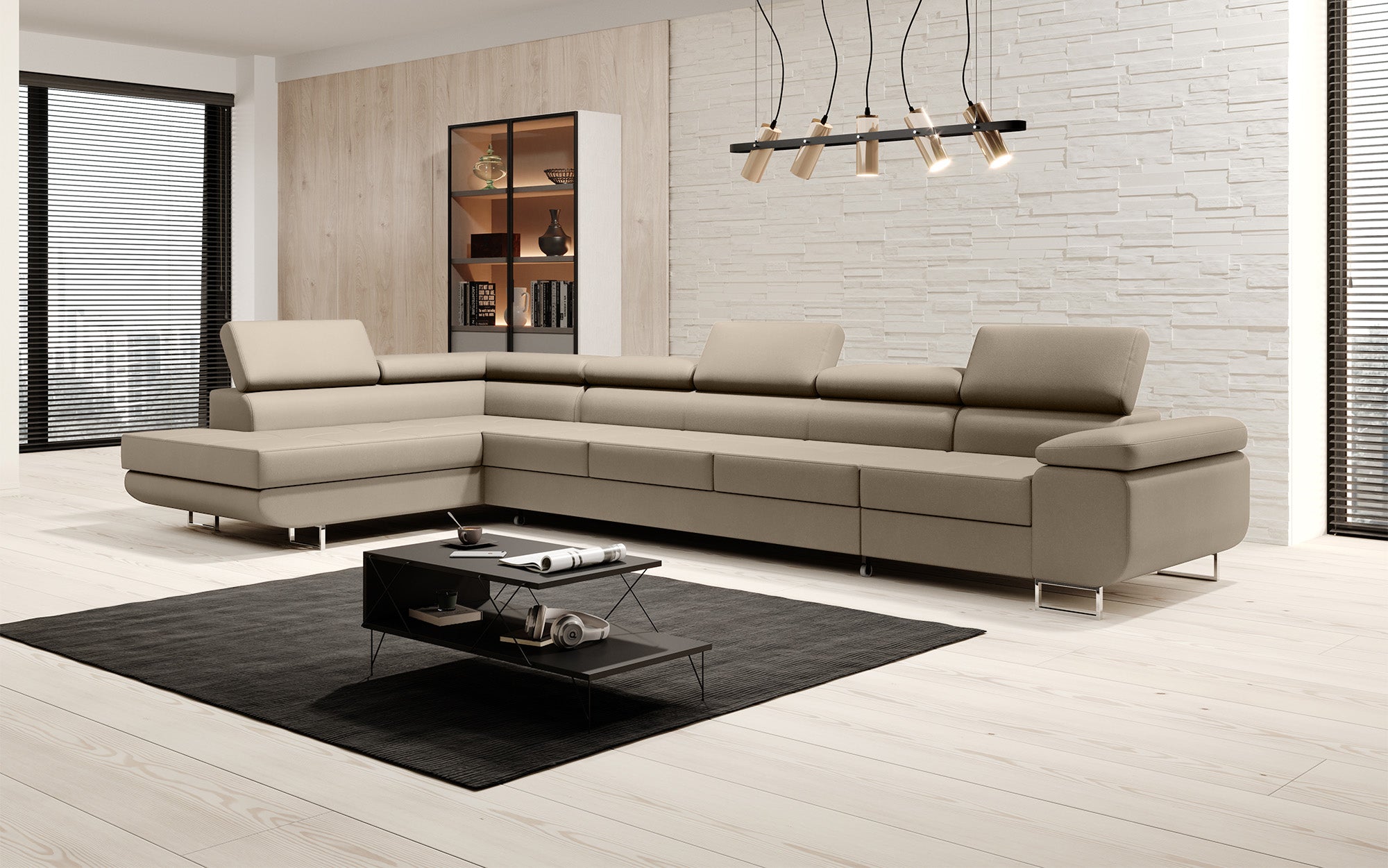 Canapé design Maxi avec fonction lit et rabattable en similicuir