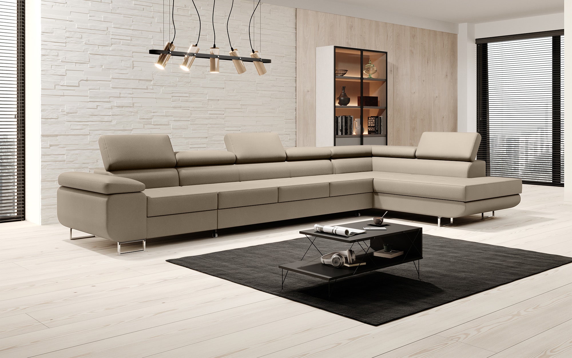 Canapé design Maxi avec fonction lit et rabattable en similicuir