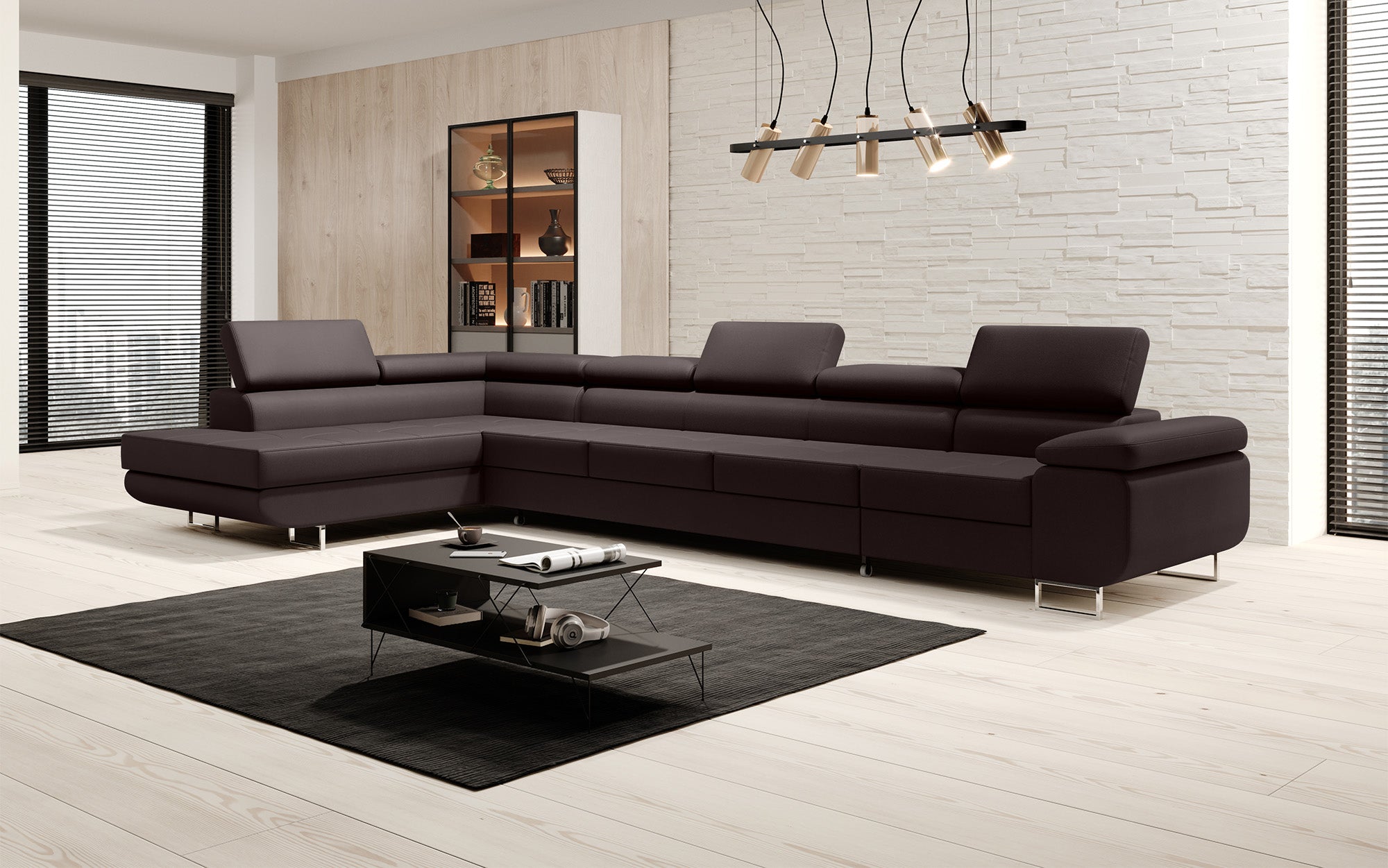 Canapé design Maxi avec fonction lit et rabattable en similicuir