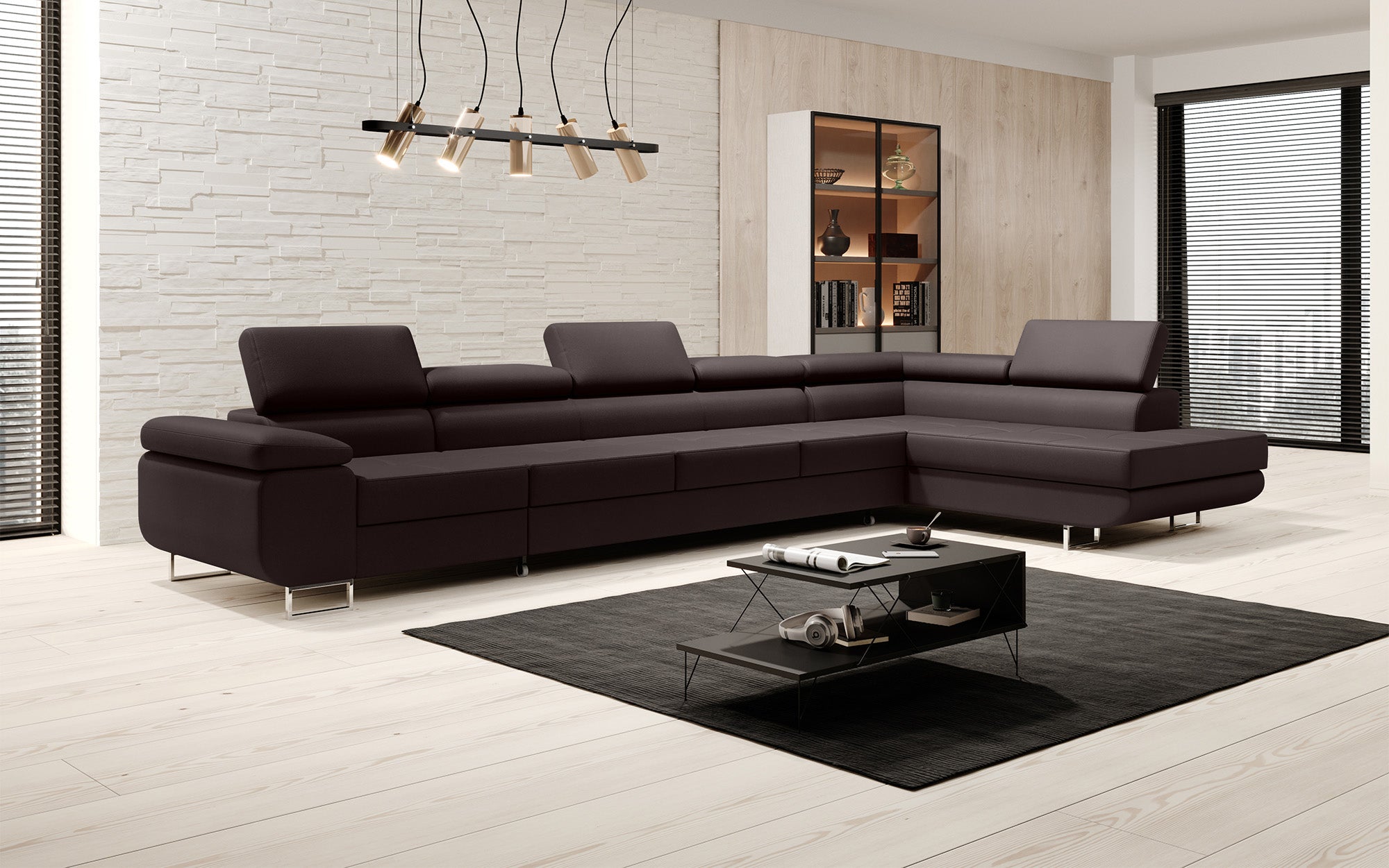 Canapé design Maxi avec fonction lit et rabattable en similicuir