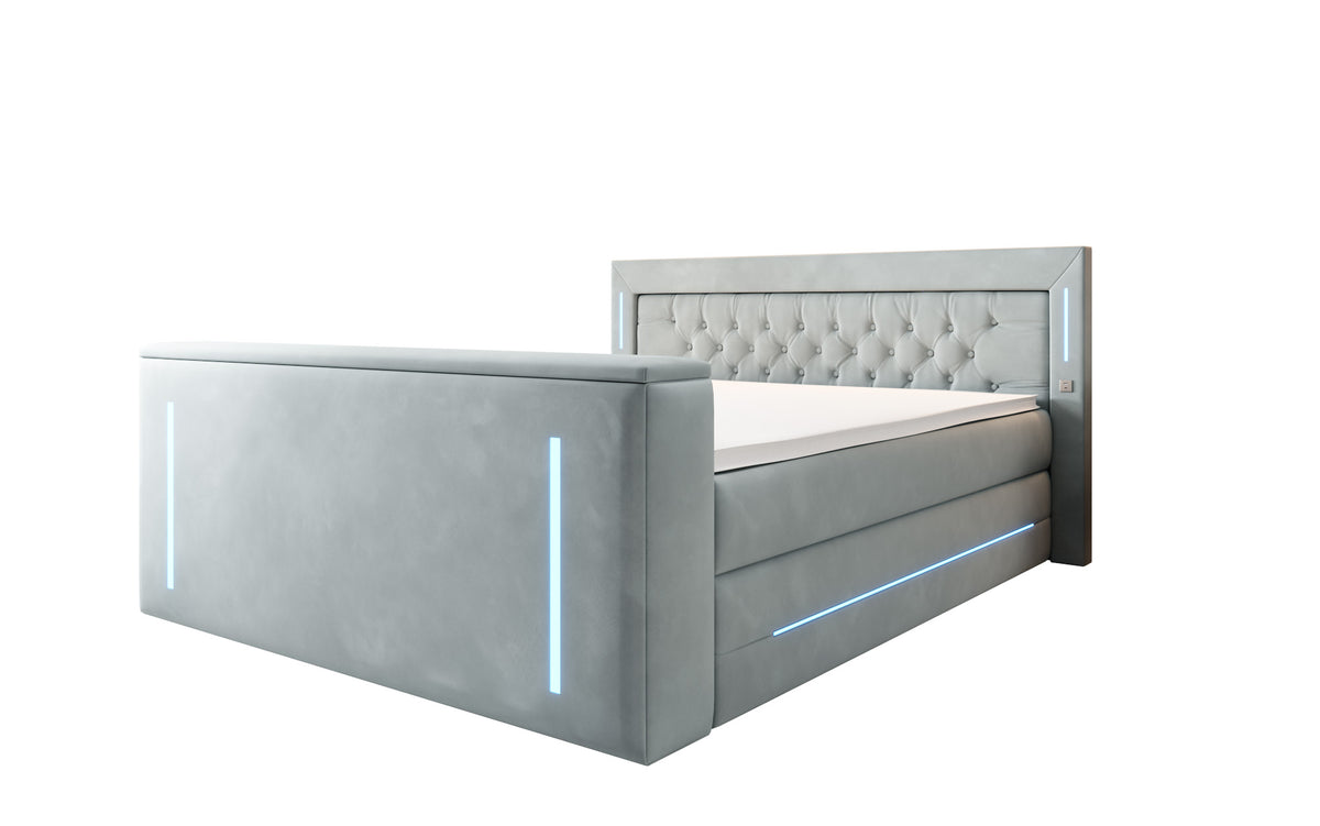 Lit boxspring Divalo avec ascenseur TV et espace de rangement