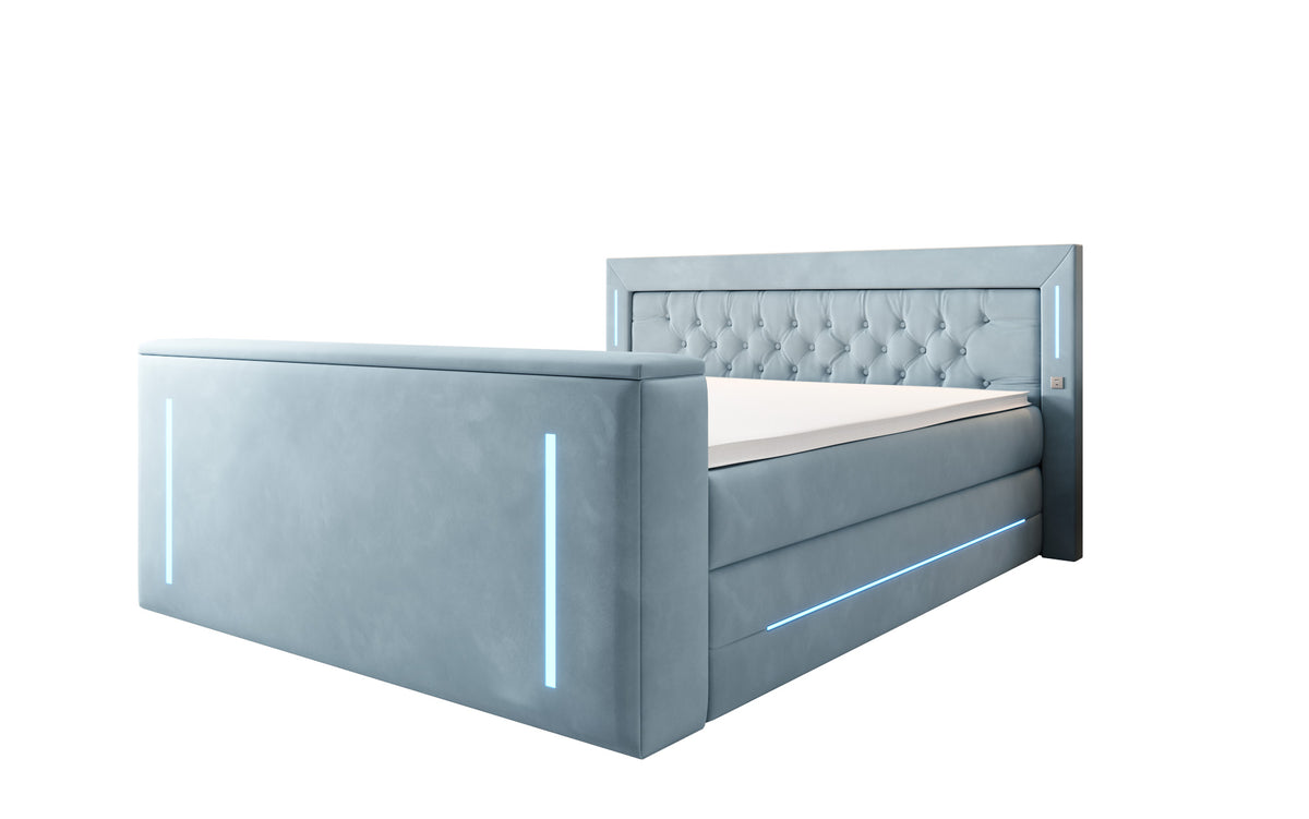 Lit boxspring Divalo avec ascenseur TV et espace de rangement