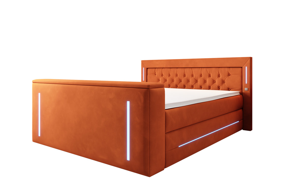 Lit boxspring Divalo avec ascenseur TV et espace de rangement