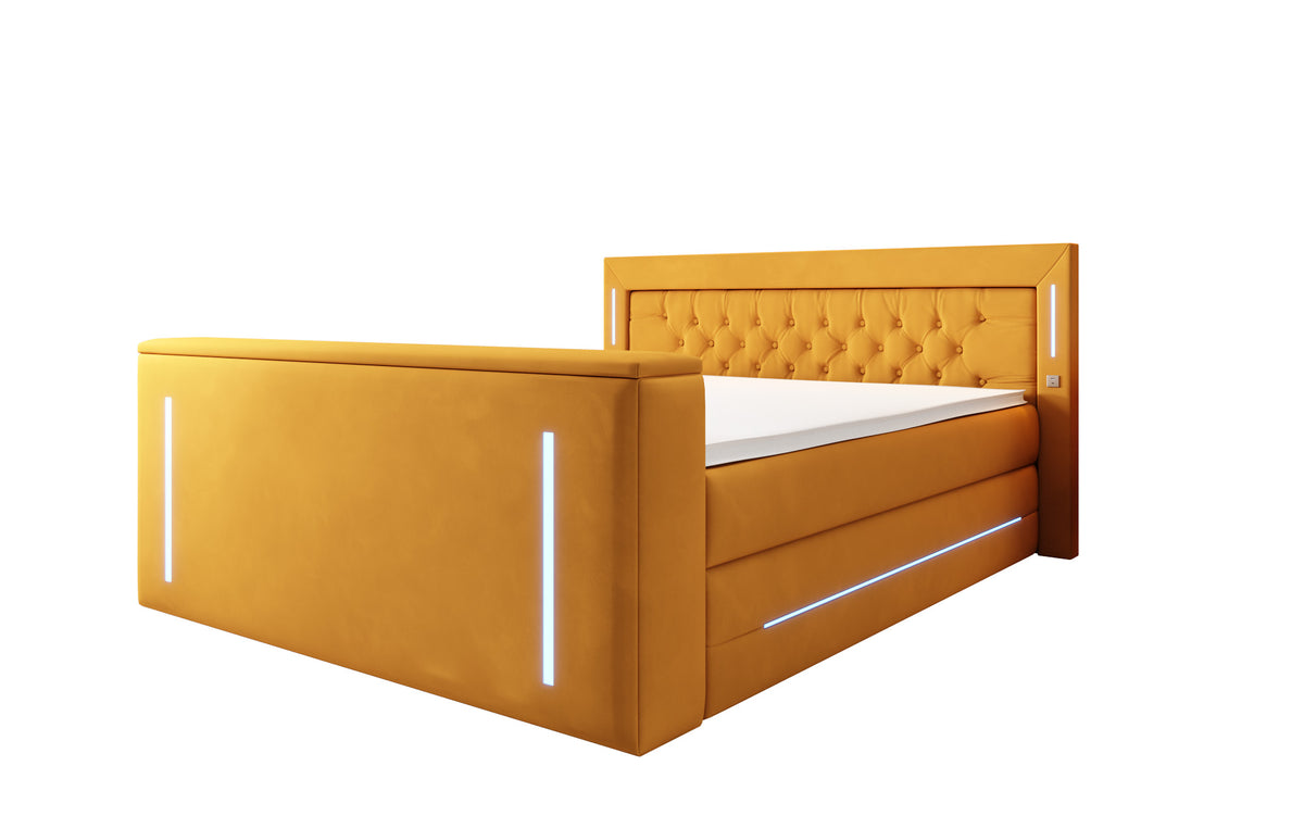 Lit boxspring Divalo avec ascenseur TV et espace de rangement