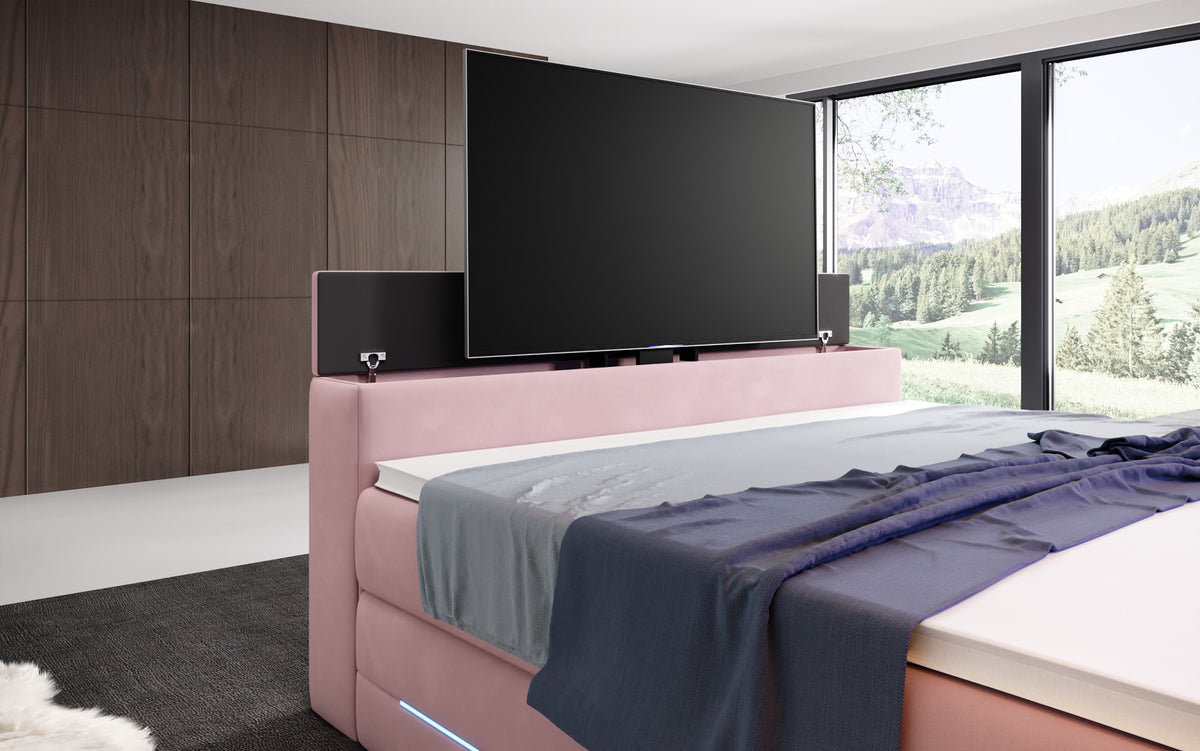 Boxspringbett Pluto mit TV Lift, RGB und Stauraum