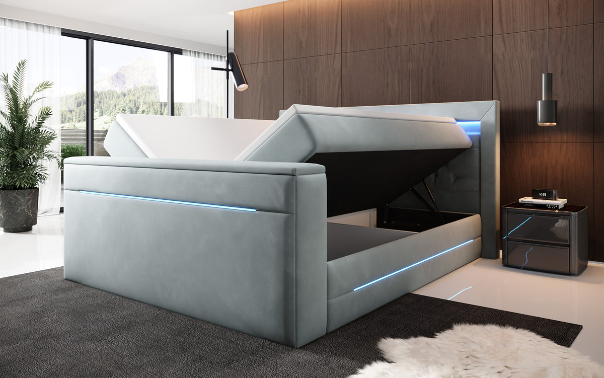 Boxspringbett Pluto mit TV Lift, RGB und Stauraum