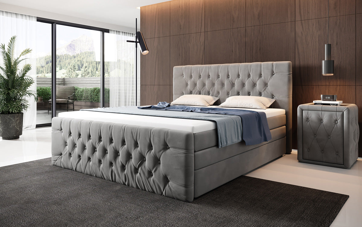 Boxspringbett Velutto mit Stauraum - Chesterfieldoptik