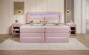 Lit boxspring Minera avec LED, USB et espace de rangement