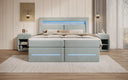 Lit boxspring Minera avec LED, USB et espace de rangement