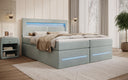 Lit boxspring Minera avec LED, USB et espace de rangement