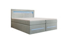 Lit boxspring Minera avec LED, USB et espace de rangement