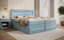 Lit boxspring Minera avec LED, USB et espace de rangement
