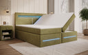 Lit boxspring Minera avec LED, USB et espace de rangement