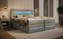 Lit boxspring Minera avec LED, USB et espace de rangement