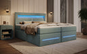 Lit boxspring Minera avec LED, USB et espace de rangement