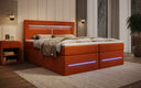 Lit boxspring Minera avec LED, USB et espace de rangement