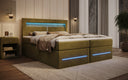 Lit boxspring Minera avec LED, USB et espace de rangement