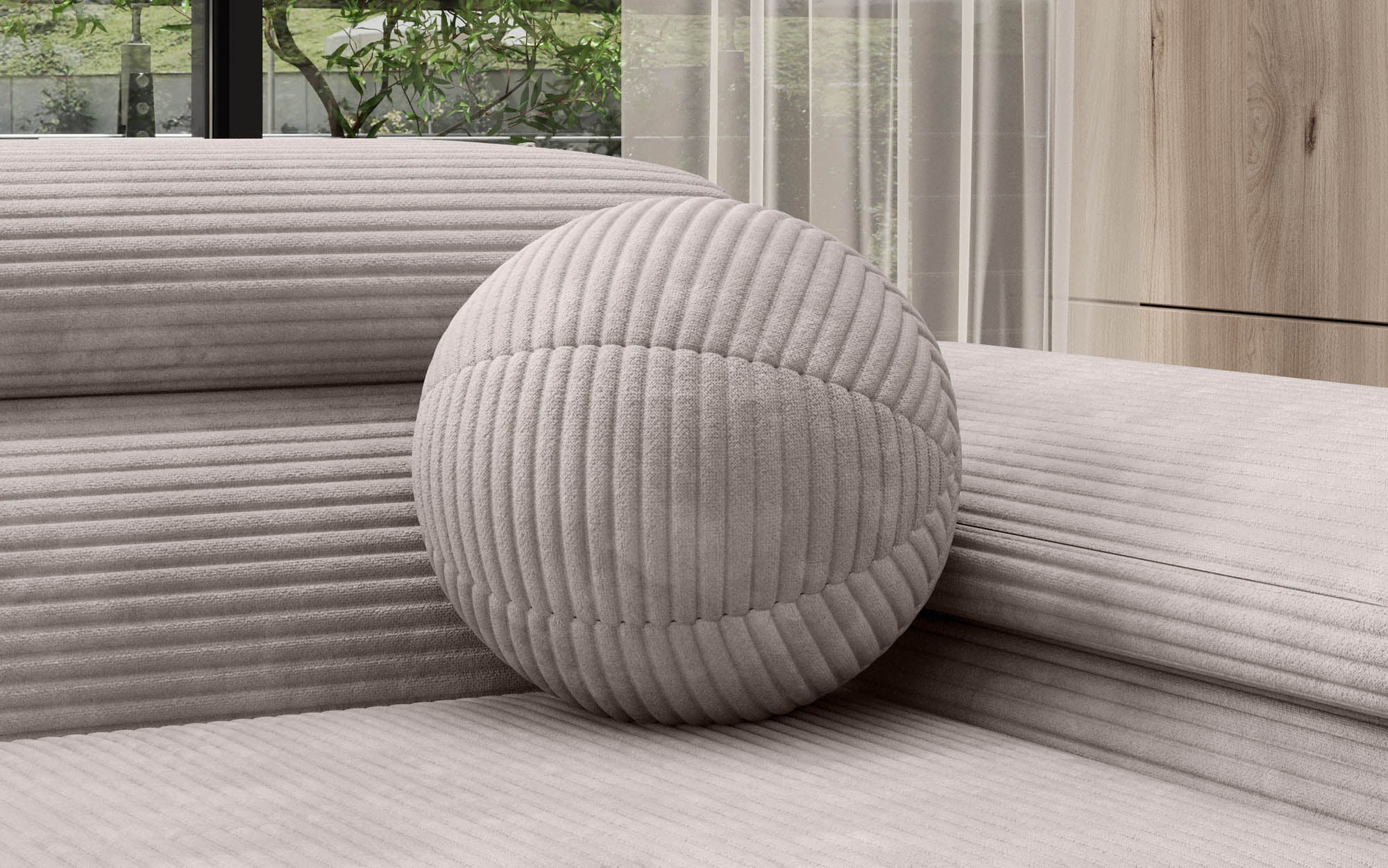 Coussin décoratif rond Globe ⌀28 en Côtelé