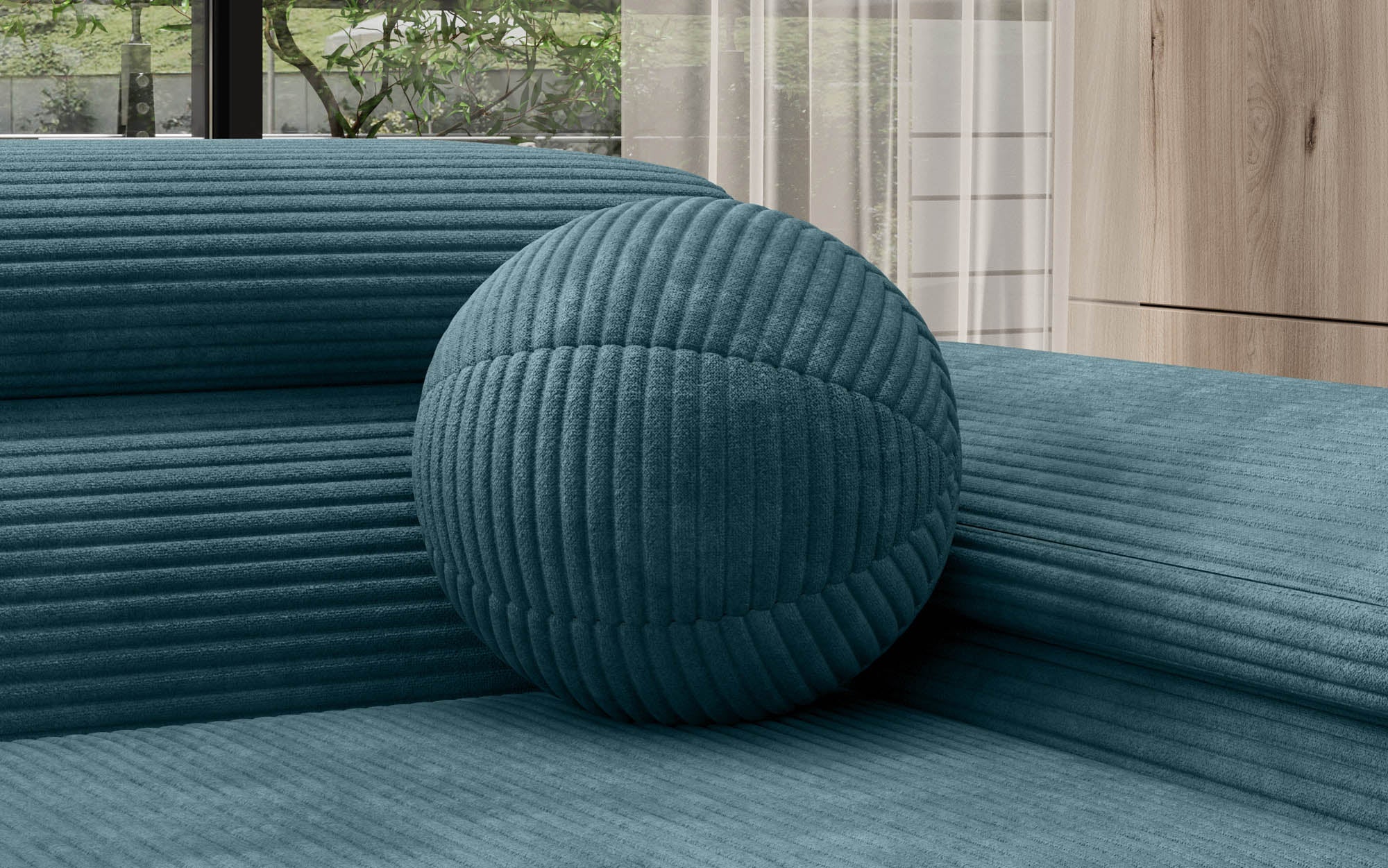 Coussin décoratif rond Globe ⌀28 en Côtelé