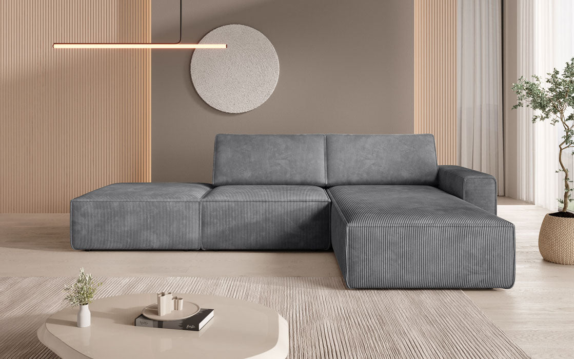 Modular corner sofa Yuma with corduroy side stool
