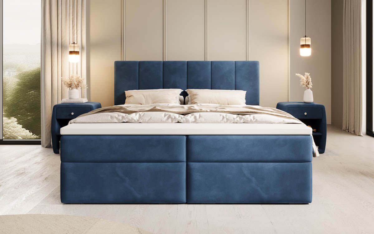 Lit boxspring Aurelia Velours avec espace de rangement