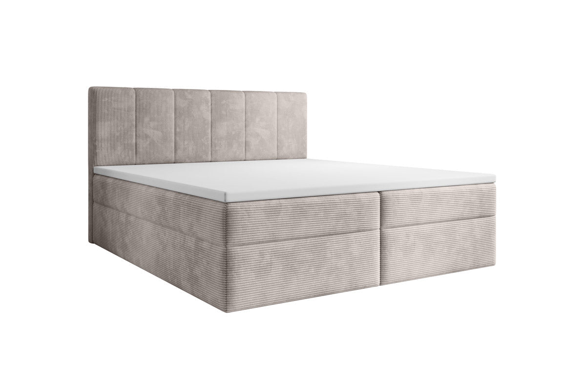 Lit boxspring Aurelia Côtelé avec espace de rangement