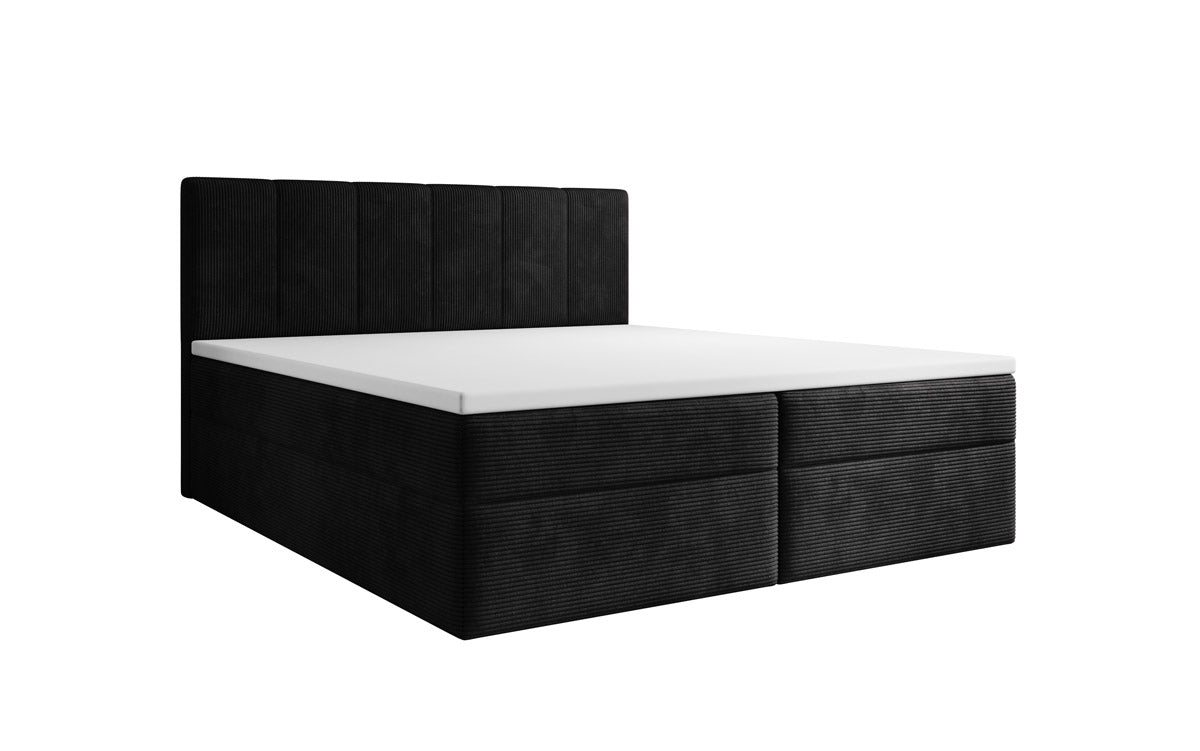 Lit boxspring Aurelia Côtelé avec espace de rangement