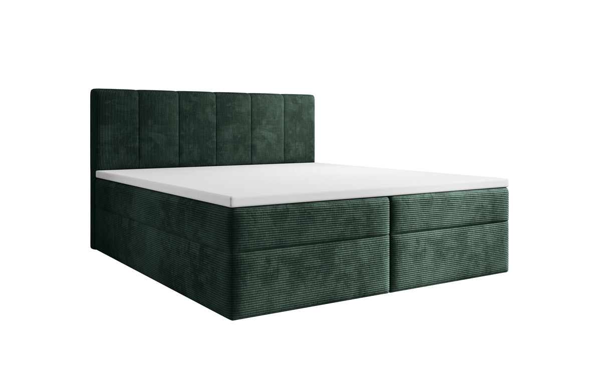 Lit boxspring Aurelia Côtelé avec espace de rangement