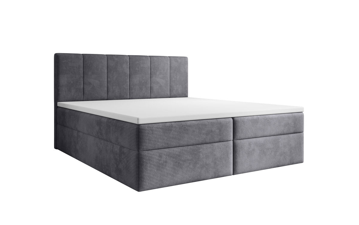 Lit boxspring Aurelia Côtelé avec espace de rangement