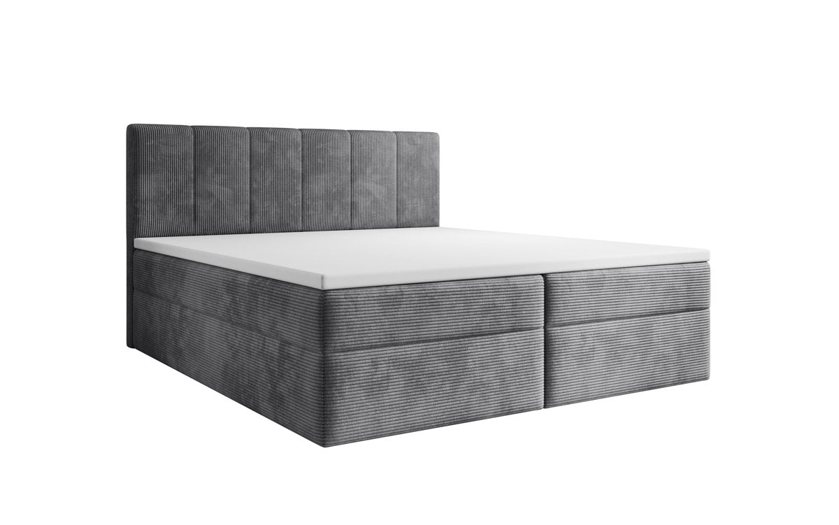 Lit boxspring Aurelia Côtelé avec espace de rangement