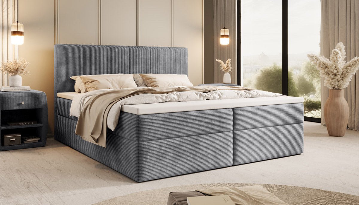 Lit à sommier tapissier Aurelia Cord avec espace de rangement