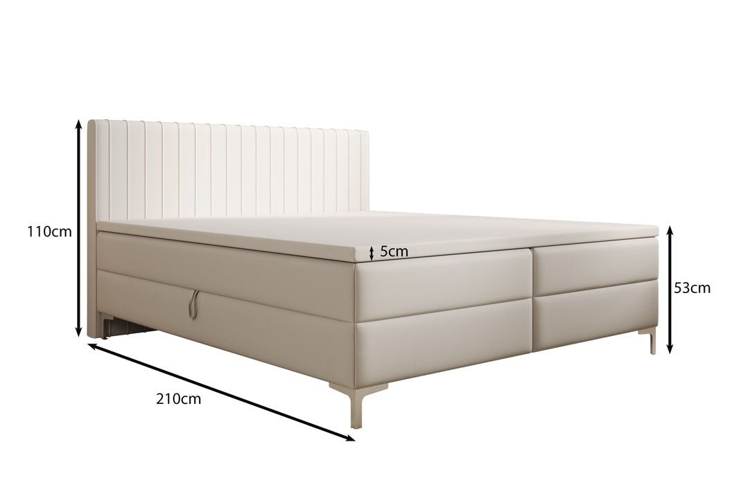 Leona Velvet Box Spring Bed with Storage