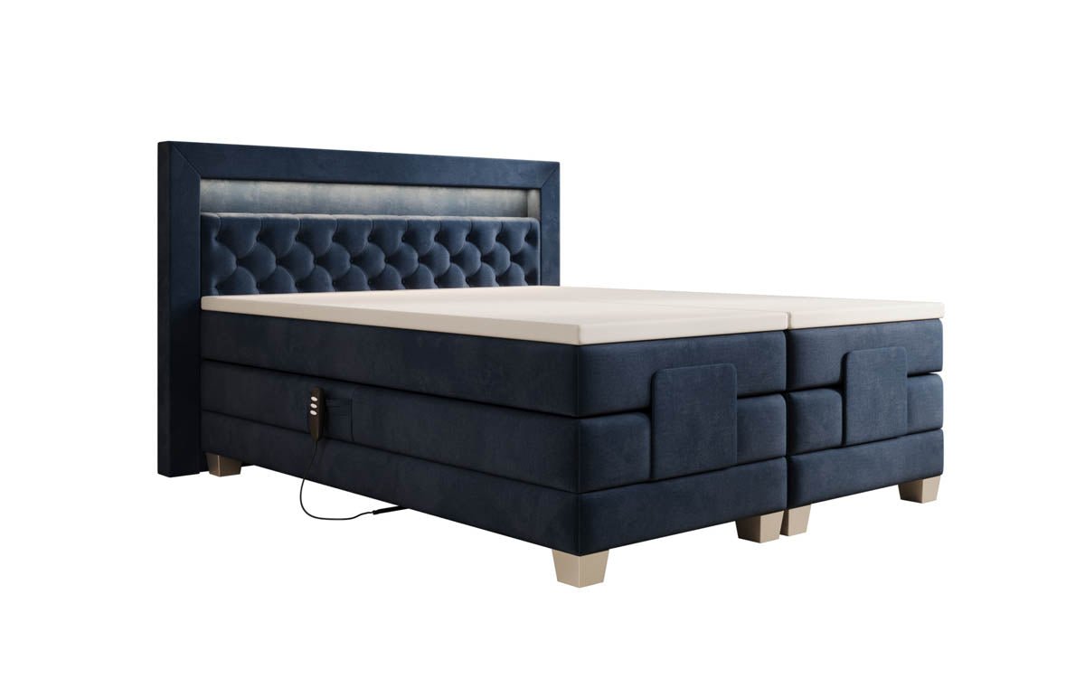 Lit boxspring Velora Velours réglable électriquement avec LED