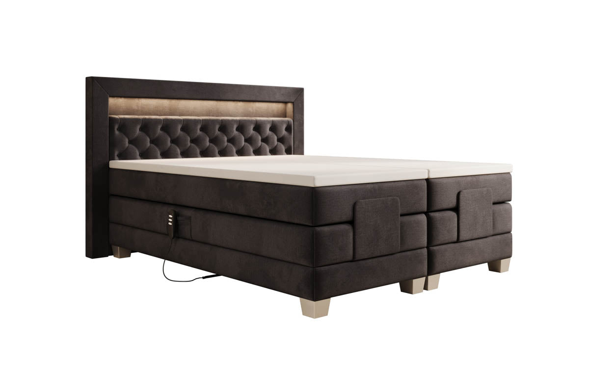 Lit boxspring Velora Velours réglable électriquement avec LED