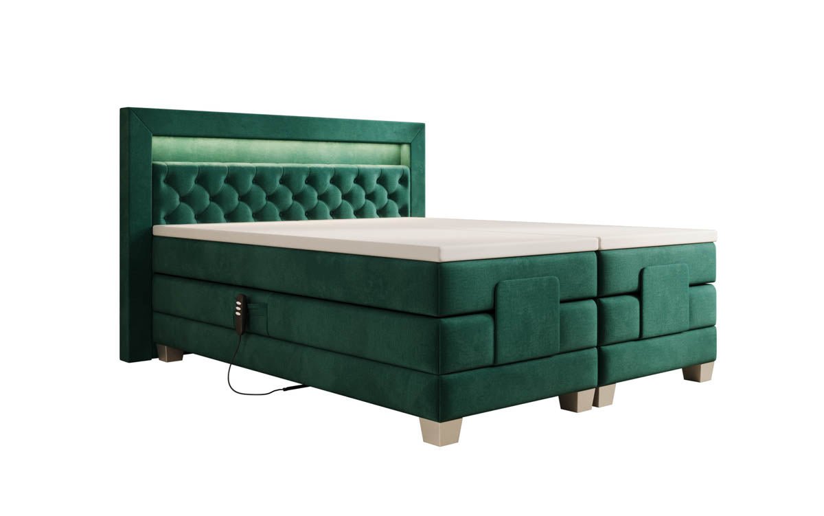 Lit boxspring Velora Velours réglable électriquement avec LED