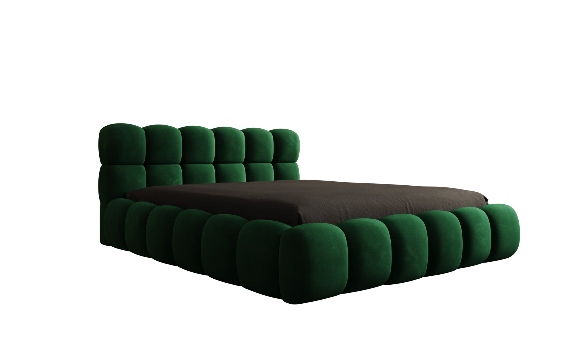 Lit capitonné designer Boston Velours avec espace de rangement