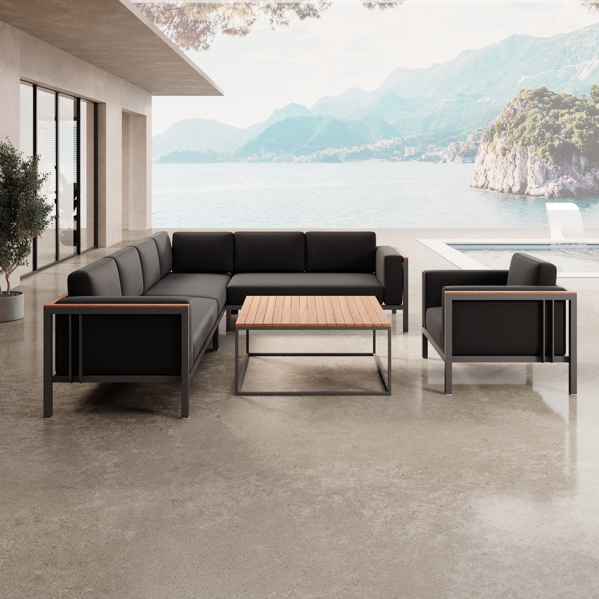 Euphoria – Corner Lounge, Lounge Chair & Table made of Aluminum | Aevora™ Collection