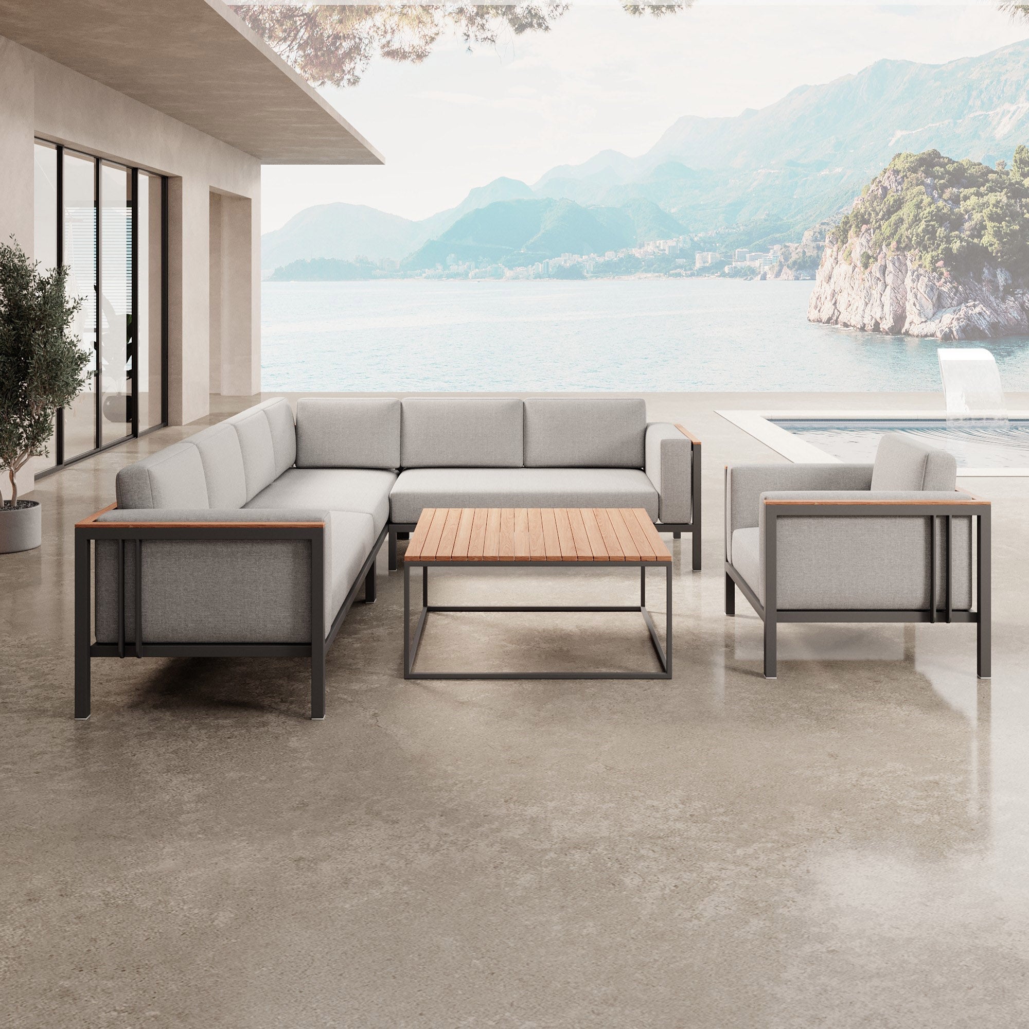 Euphoria – Corner Lounge, Lounge Chair & Table made of Aluminum | Aevora™ Collection